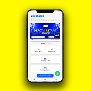 image réalisation de TwoF Technologies G-Recharge Mobile App